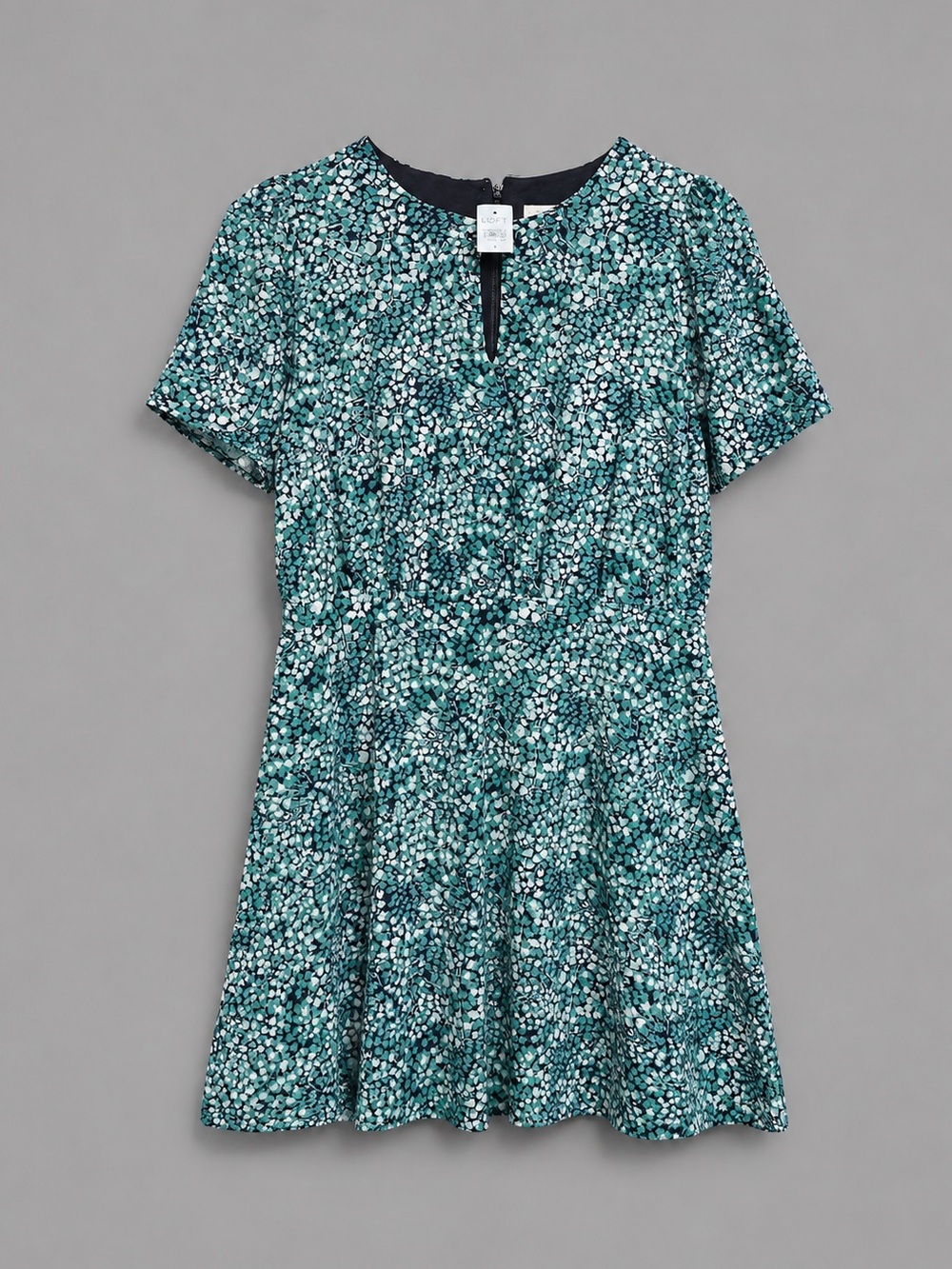 LOFT Ann Taylor Floral Mini Dress NWT Size 4 Petite Teal Blue Puff Sleeve